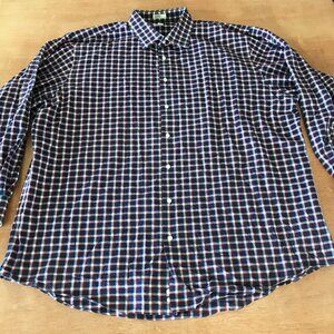 Nordstrom Rack Traditional Fit Shirt Men 18 34/35 Blue Plaid Button Up Collared